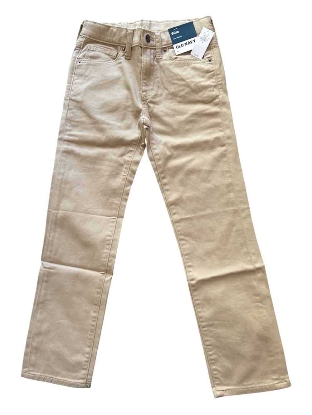 Old Navy Boys' Slim-Fit 360 Stretch Five-Pocket Pants Khaki School Casual Size 8